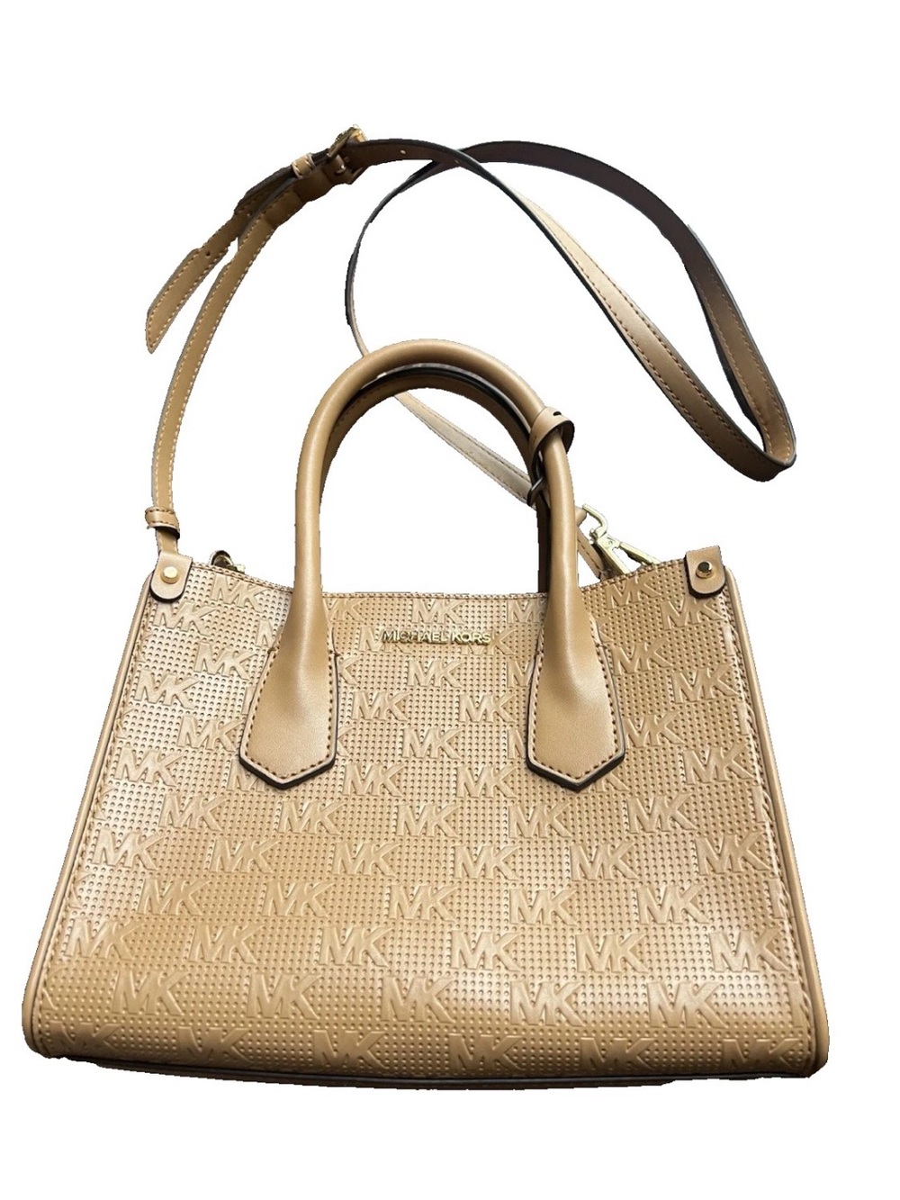 Michael Kors Maple Small Leather Satchel Embossed MK Logo Crossbody NWOT
